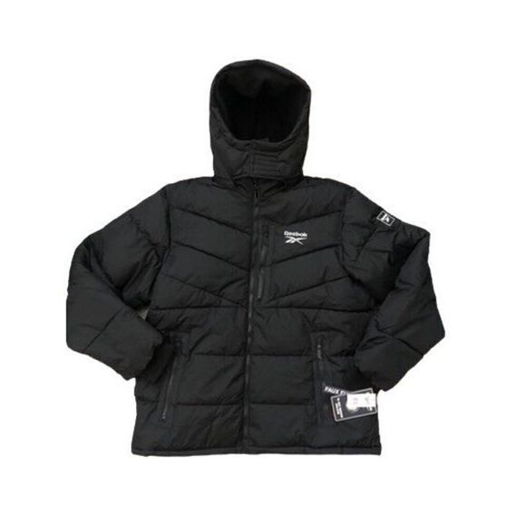 Reebok Heavyweight Insulated Winter Black Puffer Coat Jacket with Hood Men’s Siz